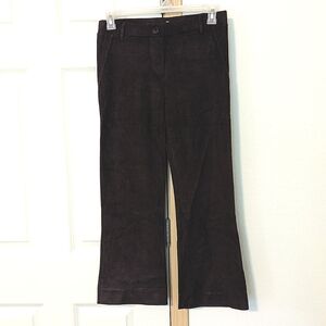Brown Suede Comfy Stretchy Work Pants, Yoga Feel, M Petite